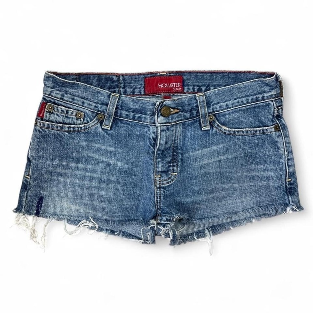 Vintage Y2K Hollister Low Rise Denim Micro Mini Shorts Women's‎ 3 Raw Hem Grunge
